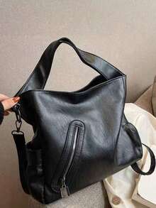 Dedoo 3-In-1 Multifunctional Women's Handbag, New Fashionable High-End Large Capacity, Can Be Used As Commuter Bag, Backpack, Shoulder Bag - Black - View 2