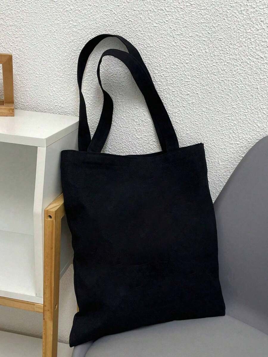 Bộ 10 túi vải canvas thời trang có thể tái sử dụng, túi xách tay, túi đeo vai, túi tote, túi mua sắm bằng vải gấp gọn, túi vải canvas vẽ tay, túi sách lớn tối giản dành cho học sinh. - Nhiều màu - Xem 1