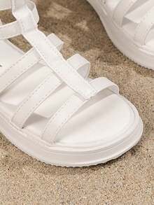 Girls' Black High-Top Sandals, Summer New Design, Back Zipper, Soft Sole Non-Slip, Fashion Casual Shoes For Big Kids - Beige - View 7