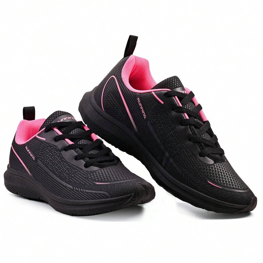 Women's And Men's Tennis Shoes For Gym, Running, Casual, Sports, EVA, Lace-Up, For Gym And Fitness - 粉紅色黑色 - 查看 1