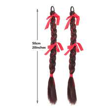 Red Yarn Braided Flower Ponytail Wig Braid, New Bride Cheongsam Hairstyle, Double Braid Twist Braid - Multicolor - View 12