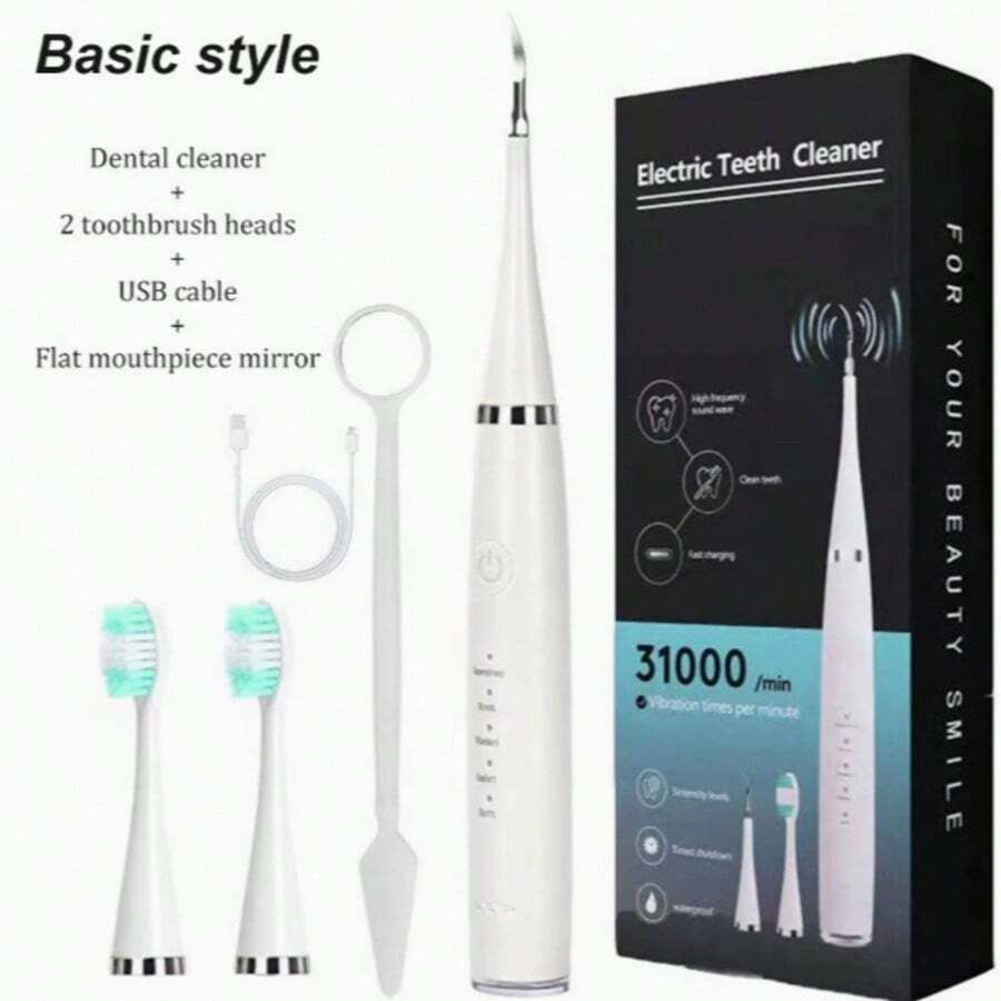 Electric Tooth Cleaner Set, Household Six-In-One Electric Toothbrush, Calculus Removal, Tooth Cleaning And Tooth Beauty Instrument - 156 White Basic Model - View 1