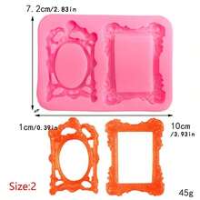1pc Vintage Photo Frame Mold, Hollow Embossed Frame Mold, Epoxy Resin DIY Mold - Pink - View 11
