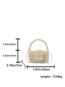 1 pieza Bolso de mano hecho a mano con perla blanca, bolso cruzado para mujer - Blanco - Ver 9