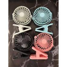 OBOVAY 500 mAh Ventilateur électrique portable rechargeable, ventilateur pivotant à 360° avec crochet de montage et veilleuse, refroidisseur d'air pour le camping en extérieur - plusieurs styles - Voir 2
