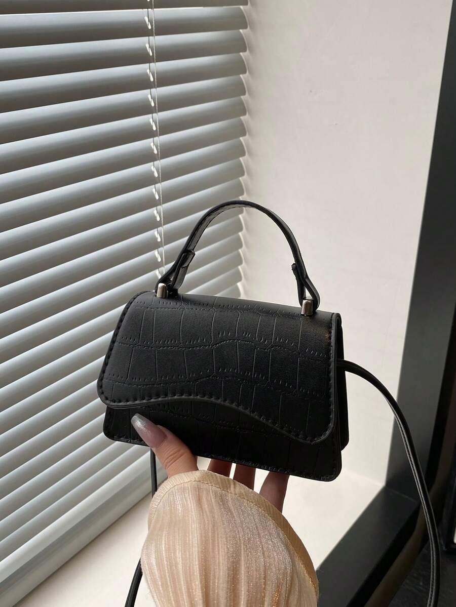 Women's Korean Style Minimalist Chic Shoulder Crossbody Bag, Mini Square Bag, Elegant Casual Lipstick Bag, New Fashion - Black - View 1