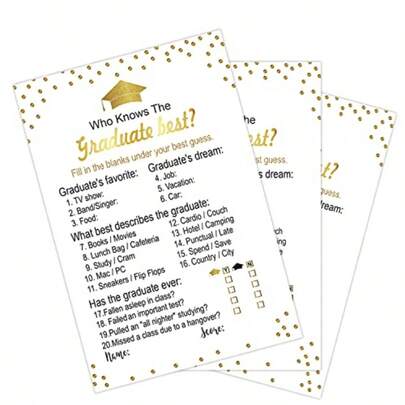 50 Pieces Graduation Party Game Cards Who Knows The Graduate Best Fun And Interactive Graduation Party Supplies For High School And College Graduation Ceremony Celebrations Perfect For Memory Sharing And Entertainment During Graduation Events