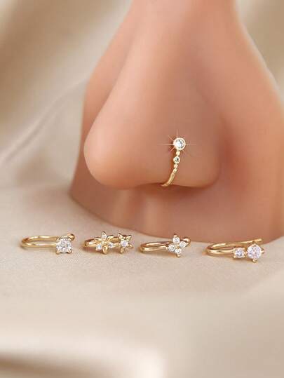 5个鼻夹，假鼻环，适合日常佩戴、度假、送礼