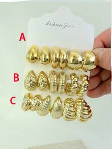 18pcs Earrings Set, Suitable For Daily Wear, Spring Festival Travel, Tourism, Festivals And Parties - Yellow Gold - View 2