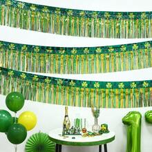 Mega-L St Patricks Day Decorations 2 Pack 39Ft Foil Fringe Garland Tinsel Banner, Green Gold Shamrock Pattern Metallic Hanging Backdrop Streamers Table Skirts For Birthday Party Parade Float Golf Cart - 2 Pack - View 8