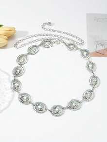 European And American Cross-Border Accessories, Minimalist Single-Layer Geometric Hoop Body Chain, Versatile Punk Metal Waist Chain For Women, Geometric Pattern Bohemian Zinc Alloy Waist Chain, All Season - Silver - View 3