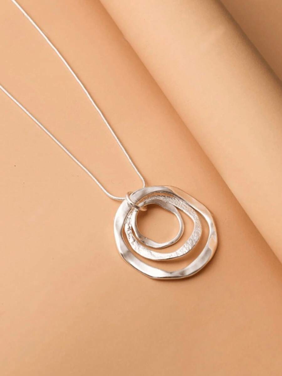 1pc Women's Fashionable Alloy Necklace, Suitable For Daily Wear - Silver - View 1