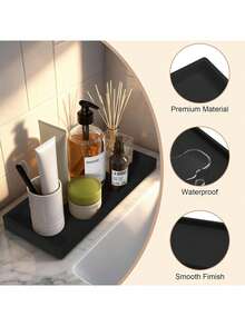 小型硅胶浴室梳妆台托盘，长方形，可放置肥皂和海绵，厨房水槽收纳架，适用于放置洗洁精、乳液瓶、香水、珠宝、蜡烛、钥匙扣等。 - 彩色 - 查看 7