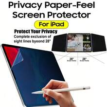 ZYONS Shockproof Privacy Screen Protector Tablet Film For 11/11th/10/Pro/Air/Mini 7.9-12.9 Inch Matte Anti-Glare Privacy Filter Left & Right Privacy Protection Suitable For Office Commuting And Public Places Browsing Anti-Fingerprint Coating Cleaning Kit And Compatible With Phone Cases Edge Essential Screen Protector For Daily Use Office Home Tablet Waterproof Shockproof Anti-Scratch 1pc Spring Gift - Black - View 2