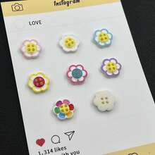 20/24/50 Stück 1,5cm/0,59 Zoll Regenbogen Malerei Stil bunte Pflaumenblüten Punkt Öl Vier-Loch Harz Kunststoff Nähknöpfe, geeignet für Bekleidungszubehör Kleider, Jacken, Hemden, Pullover DIY, Puppen, Handyhülle Dekorationen - Mehrfarbige Pflaumenblüten - Übersicht 11