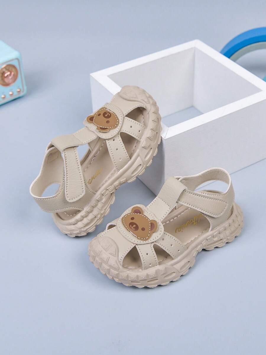 夏季时尚百搭婴儿凉鞋，可爱小熊设计：鞋头饰有3D小熊贴片，柔软可爱，瞬间吸引孩子和家长的目光。 - 卡其色 - 查看 1