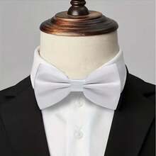 Bow Tie With Adjustable Strap For Adults And Children - White Butterfly - View 3
