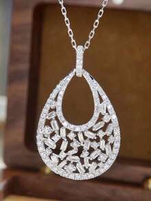 1 PC Elegant Cubic Zirconia Necklace Pendant For Women Valentine's Day Gift Wedding Jewelry - 1# - View 2