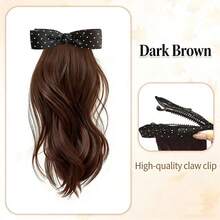 Bowknot Polka Dot Ponytail Clip-On Wig, Natural Fluffy Synthetic Hair Extension For Ponytail - Multicolor - View 10