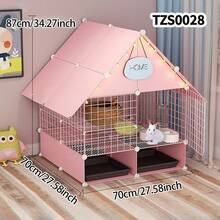 Indoor Rabbit Cage, Rabbit Villa, Small Animal Cage With Tray - Multicolor - View 1