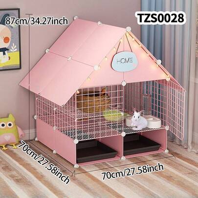 Indoor Rabbit Cage, Rabbit Villa, Small Animal Cage With Tray