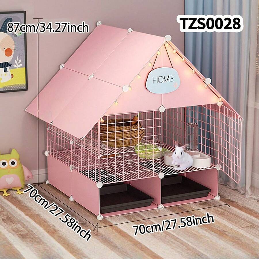 Indoor Rabbit Cage, Rabbit Villa, Small Animal Cage With Tray - Multicolor - View 1
