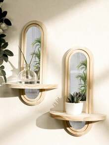 1Pc Bohemian Style Wooden Wall Frame,Rainbow Arched Wooden Suspended Storage Rack,Multi Functional Storage Rack,Easy To Install And Suitable For Home Decoration In All Seasons,Medieval Modern Rainbow Bookshelf Decoration,Garden Decoration,Wedding Decorations,Home Decoration(Random Color And Style) - Multicolor - View 10