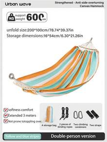URBANWAVE Hamac portable double, hamac d'extérieur, hamac de camping, hamac simple, hamac de randonnée, hamac ultra-résistant, hamac en corde, hamac de patio, hamac de voyage, hamac en canevas - D - Voir 17