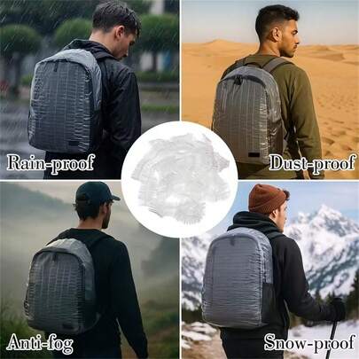 10pcs Disposable Lightweight Backpack Rain Cover With Elastic Protection, Suitable For 15-40L Capacity Backpacks, Great For Outdoor Hiking, Cycling, Camping, Travel And Emergency