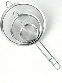 3 piezas Colador de malla fina de acero inoxidable con mango antideslizante, tamiz multifuncional para polvo, té, jugo, pasta, café, arroz y otros usos de cocina y repostería, resistente a la oxidación y fácil de limpiar - Multicolor - Ver 2