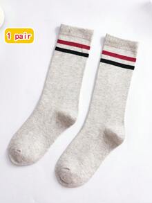 1双儿童袜子，常规款男女童中筒袜，彩色条纹糖果色运动学院风袜子，春夏款 - 彩色 - 查看 42