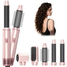 Cepillo de aire caliente rosa 5 en 1 para rizado y alisado rápido - Estilizador multifuncional de alta potencia perfecto para viajes, uso diario y como regalo para crear looks de moda versátiles sin esfuerzo - Rosa - Ver 12