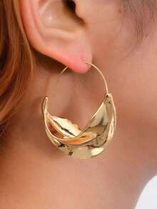 Valentine'sdayMinimalist Hoop Earrings - Silver - View 2