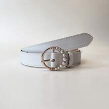 1pc White Pearl Embellished Waist Belt, Versatile For Daily Wear - White - View 3