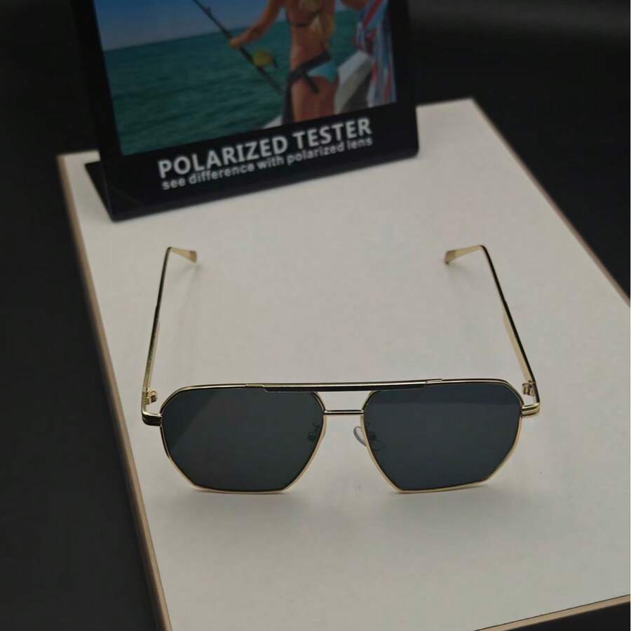 1pc Y2K Futuristic Square Double-Bridge Personalized Fashion Fashion Glasses - Black - View 1