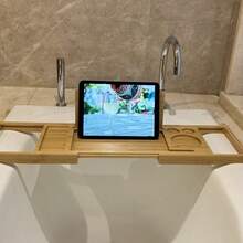 1 chiếc, khay tắm bằng tre có thể điều chỉnh kích thước từ 52,1cm-78,5cm - Kệ mở rộng, dễ lắp đặt, lý tưởng để đựng đồ dùng và vật dụng cần thiết trong phòng tắm, món quà tân gia hoàn hảo. - A - Xem 7