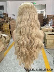 websterwigs 613号混色金色合成蕾丝前假发，长款自然波浪卷发，女士即戴式角色扮演金色假发，派对必备 - 彩色 - 查看 9