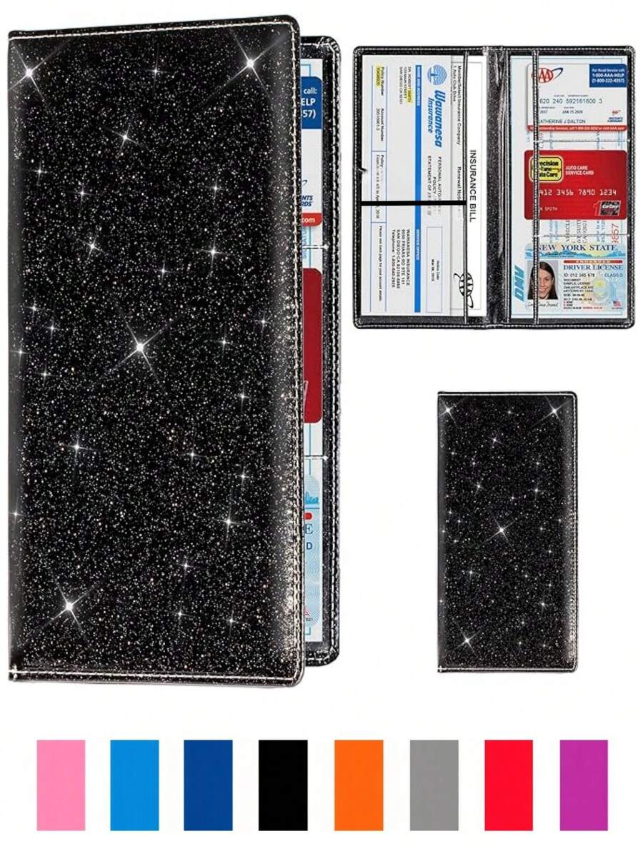 1个汽车登记和保险卡夹，车辆牌照文件手套箱收纳袋，适合男士、女士和青少年，防水汽车文件袋，可存放卡片、驾驶证等。 - 標準 - 查看 1