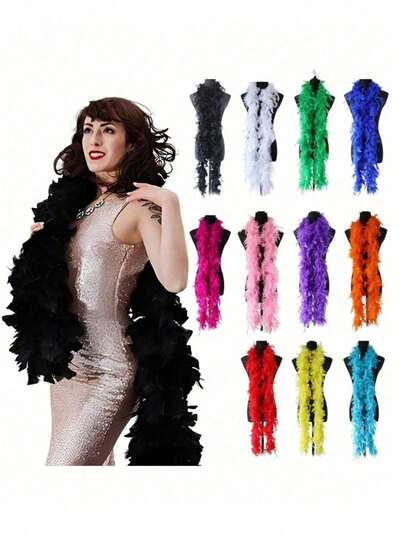 1pc Colorful Faux Fur Long Scarf, 6.6ft Faux Fur Scarf For Women, Suitable For Dance, Wedding, Party, Halloween, Stage Decoration, Holiday Party Headdress Accessories, Costume Accessories, Scarf Decoration, Suitable For Birthday Party, Halloween, Race Day, Tea Party, New Year Concert, Home Decor, Dance, Wedding, Stage Performance, Carnival Costume And Accessories, Party Supplies, Ideal Gift