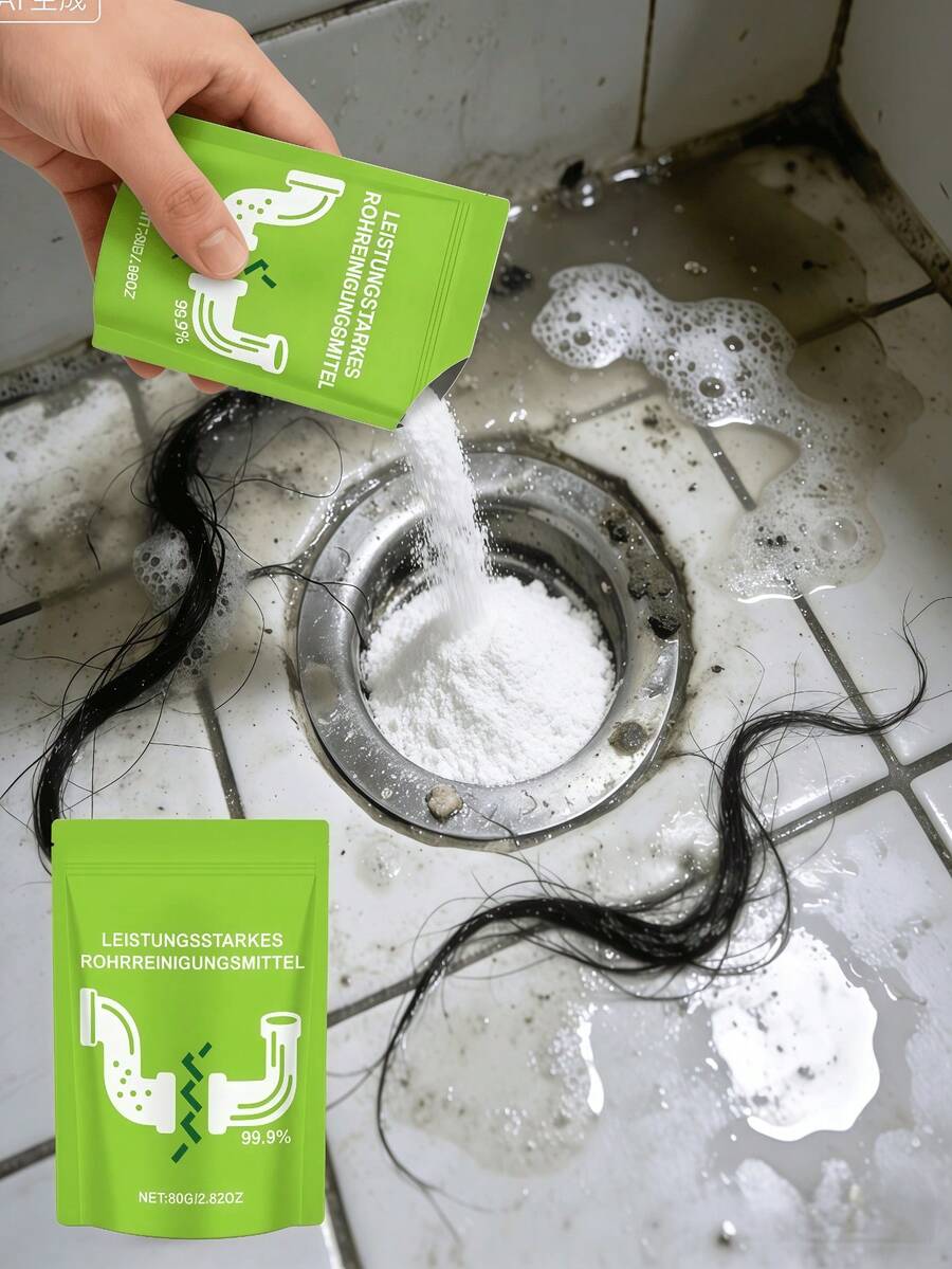 1pc/2pcs/3pcs Drain Cleaner Powder, Suitable For Kitchen Sink, Bathroom Drain, Washing Machine Drain, Dissolves And Deodorizes Clogged Drains, Household Drain Cleaning Tool, Random Packaging Sent, Consistent Product Function