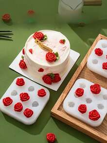 1pc Rose Flower Silicone Mold, Baking Tool For 9-Cavity Chocolate, Cake, Fondant - View 2