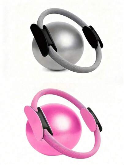 2pcs Pilates Ring And Yoga Ball Set - Fitness Kit, Includes Polypropylene Ring And Non-Slip PVC Yoga Ball, Durable, Shock-Absorbing, Suitable For General Exercises And Home Workouts