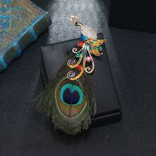 Peacock Brooch With Rhinestones And Simulated Feather Designs Unisex Decorative Suit Coat Clothing Pins Party Favors - Style4 - View 8