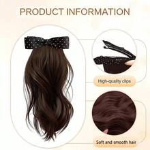 Bowknot Polka Dot Ponytail Clip-On Wig, Natural Fluffy Synthetic Hair Extension For Ponytail - Multicolor - View 3