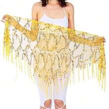 Bộ trang phục múa bụng nữ gồm áo tam giác, váy tua rua đính hạt, dây thắt eo kiểu sari, thích hợp cho lễ hội, tiệc tùng, hộp đêm, bãi biển, phong cách boho, cổ điển. - Nhiều màu - Xem 15