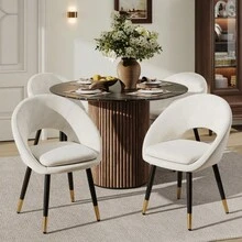 Dining Chairs - Beige + Velvet - View 2