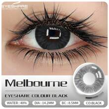 EYESHARE 1Pair Color For Eyes Brown Eye Makeup Contact Black Lenses High Quality Blue Lenses Gray Eyes Contacts Fashion Eye Lenses For Wedding Valentine's Day Gifts , 1Yearly Disposable , 14.2mm, Suitable For Daily Dates And Holiday Activities - Melbourne Black - View 5