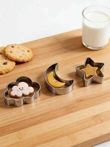 3pcs/Set Moon, Star & Cloud Cookie Cutter Baking Tools, Creative Cartoon Biscuit Mold Set, Specialized Baking Mold Accessories - View 2