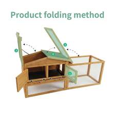 Conejera Grande para Exterior, Jaula de 2 Pisos Resistente a la Intemperie con Malla Extraíble, Casa de Madera para Interior y Exterior con Bandeja Antifugas, Techo Impermeable y Bandeja Extraíble - Color de la madera - Ver 6