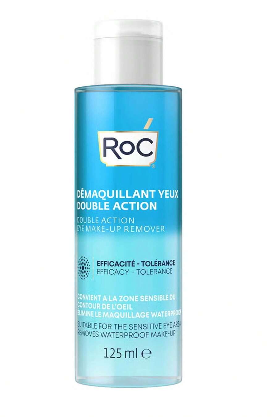 RoC Skincare Double Action Eye Makeup Remover 125ml, Sensitive Eye Cleanser, Waterproof Makeup Removal, Eye Care - Blue - View 1